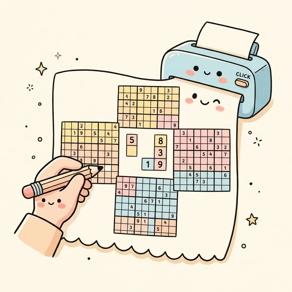 Samurai Sudoku kostenlos drucken: direkt zur Druckansicht